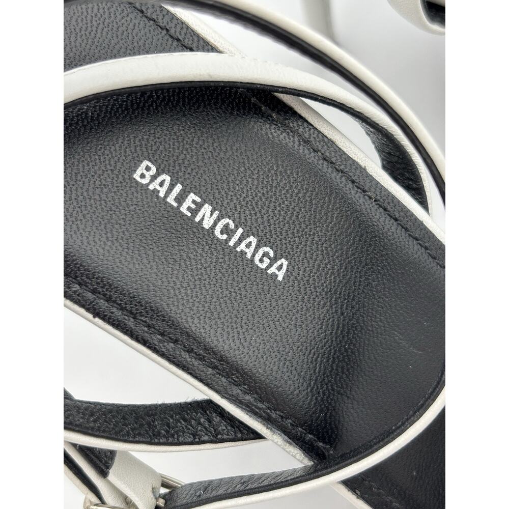 Balenciaga Knife Bow Sandals White Leather Size 37 / 7 Ankle Strap Pillow Puff - Picture 4 of 16